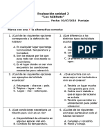 Prueba de Unidad 2 Naturaleza 2° Basico