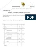 Revised Fee Structure For The New Batches (2013-2015)