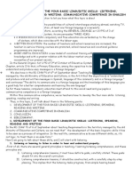 Development of The Four Basic Linguistic Skills: Listening, Speaking, Reading and Writing. Communicative Competence in English