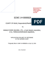 Application For Writ of Certiorari in The Supreme Court, County of Kauai v. Hanalei River Holdings, LTD., No. SCWC-0000828 (July 10, 2016)