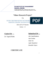 "Minor Research Project": Study The Perception of Indorians Towards Existing Traffic System in Indore City