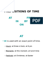 Prepositions of Time: AT From IN BY ON