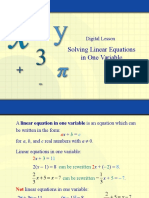 Solving Linear Equations in One Variable: Digital Lesson