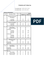 Estimation Sheet Long Wall Short Wall