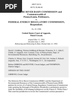 Delaware River Basin Commission and Commonwealth of Pennsylvania v. Federal Energy Regulatory Commission, 680 F.2d 16, 3rd Cir. (1982)