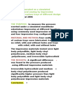 Pressure Generated On A Simulated Mandibular Oral Analog by Impression Materials in Custom Trays of Different Design Al