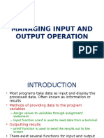 Managing Input and Output Operation