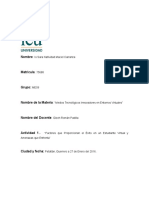 Actividad 1. - "Factores Que Proporcionan El Éxito en Un Estudiante Virtual y Amenazas Que Enfrenta"