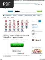 Driving License Test Questions and Answers in English in India