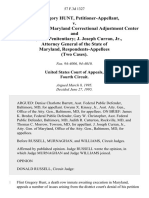 Flint Gregory Hunt v. Eugene M. Nuth, Maryland Correctional Adjustment Center and Maryland Penitentiary J. Joseph Curran, Jr., Attorney General of the State of Maryland, (Two Cases), 57 F.3d 1327, 4th Cir. (1995)