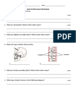 Joints & Movement Worksheet PDF