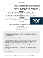 Sheila M. Underwood v. The Postmaster General of The United States American Postal Workers Union, Afl-Cio, 106 F.3d 394, 4th Cir. (1997)