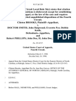 Clinton Brooks v. Doctor Smith John Haigwood Everette Pye Debbie Keith, and Robert Phillips John Doe, II John Doe, III, 91 F.3d 129, 4th Cir. (1996)