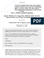 Tony L. Perry v. John R. Hook, S.U.I. Supervisor William Smith, Warden Marein Welch, Case Worker, 76 F.3d 374, 4th Cir. (1996)