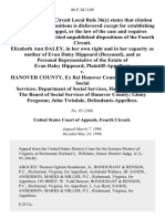 Elizabeth Ann Daley, in Her Own Right and in Her Capacity as Mother of Evan Daley Hippeard (Deceased), and as Personal Representative of the Estate of Evan Daley Hippeard v. Hanover County, Ex Rel Hanover County Department of Social Services Department of Social Services, Hanover County the Board of Social Services of Hanover County Ginny Ferguson John Twisdale, 86 F.3d 1149, 4th Cir. (1996)