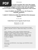 Calvin Warren Bernard Warren J.H. Woods, Sr. v. Variety Wholesalers, Incorporated, 70 F.3d 1264, 4th Cir. (1995)