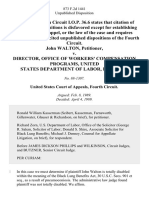 John Walton v. Director, Office of Workers' Compensation Programs, United States Department of Labor, 873 F.2d 1441, 4th Cir. (1989)