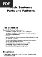 Basic Sentence Parts and Patterns