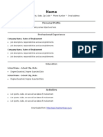 Personal Profile: Company Name, Dates of Employment