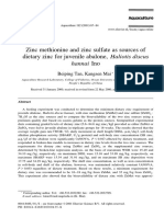 Zinc Methionine and Zinc Sulfate As Sources of Dietary Zinc For Juvenile Abalone, Haliotis Discus