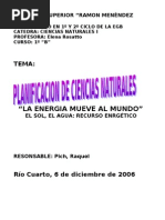 Planificacion de Naturales La Energia