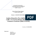 Analyse Financière D'un Établissement de Crédit: Le Cas de La Banque Marocaine de Commerce Extérieur (BMCE BANK)