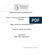 Los Recursos Administrativos y Su Tratamiento Legal en El Salvador.