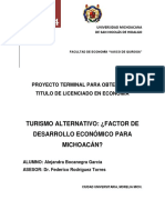 Turismo Alternativo, Factor de Desarrollo Económico para Michoacán