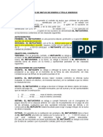 Contrato de Mutuo de Dinero A Titulo Oneroso, Con Clausula de Letra de Cambio