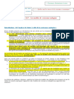 Fiche 1135 - L'endogénéisation de La Croissance