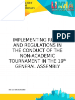 Implementing Rules and Regulations in The Conduct of The Non-Academic Tournament in The 19 General Assembly