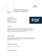 Decreto Reglamentario de La Ley de Transito y Seguridad Vial