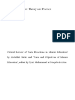 Critical Review of New Directions in Islamic Education' by Abdullah Sahin