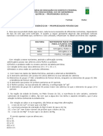 Lista de Exercícios Propriedades Periódicas