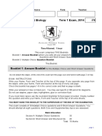 CIE IGCSE Biology Term 1 Exam, 2014 /70: Candidate Name: Form Teacher