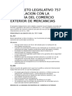 El Decreto Legislativo 757 y Su Relacion Con La Apertura Del Comercio Exterior de Mercancias