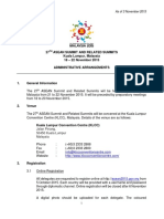 Administrative Arrangements 27th Asean Summit and Related Summits - 18-22 November 2015 As 03 November 2015