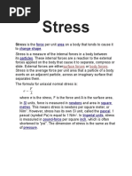 Stress: Force Area Change Shape Particles