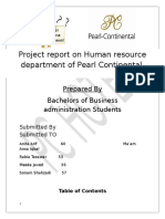 Project Report On Human Resource Department of Pearl Continental