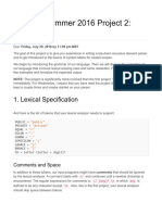 CSE340 Summer 2016 Project 2: Parsing: 1. Lexical Specification