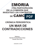 Memoria de Nuestra Participación en La Comisión Que Investigó Los Contratos de Camc Crónica Periodística Un Mar de Contradicciones.