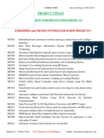 Project Titles Eee/Ece/Eie/Ice/Robotics/Biomedical: Embedded and Microcontroller Based Projects