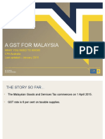 A GST For Malaysia: What You Need To Know CPA Australia Last Updated - January 2015