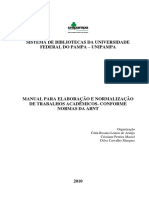 Araújo, Cátia Rosana Lemos De. Manual para Elaboração e Normalização de Trabalhos Academicos - Unipampa Modificado