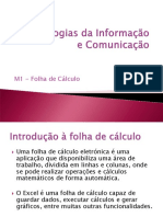 1 - A Folha de Cálculo e o Ambiente de Trabalho