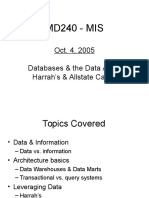 MD240 - MIS: Oct. 4, 2005 Databases & The Data Asset Harrah's & Allstate Cases