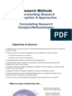 Research Methods: Understanding Research Philosophies & Approaches Formulating Research Designs/Methodologies