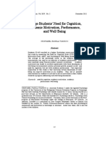 College Students' Need For Cognition, Academic Motivation, Performance, and Well-Being 2012