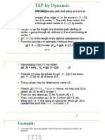 Solving TSP by Dynamic Programming: G (1, V - (1) ) Min (C