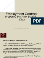 Employment Contract: Prepared By: Atty. Daniel L. Diaz